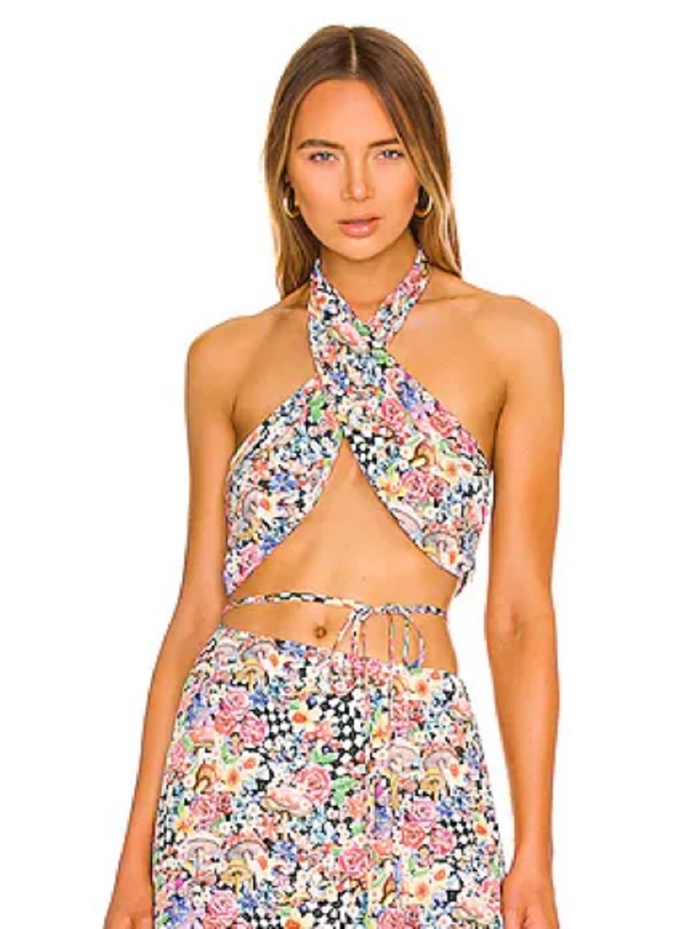 NWT For Love and Lemons Deidre Halter Scarf Top
